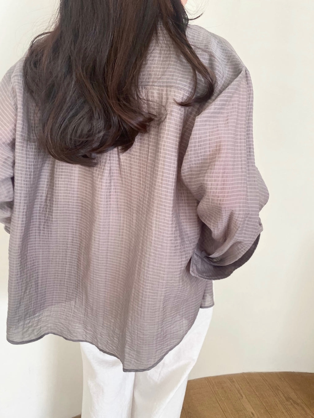 체크 시어 루즈 셔츠