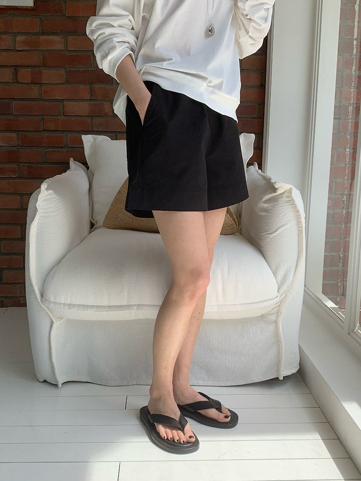 코튼 밴딩 투웨이 숏팬츠