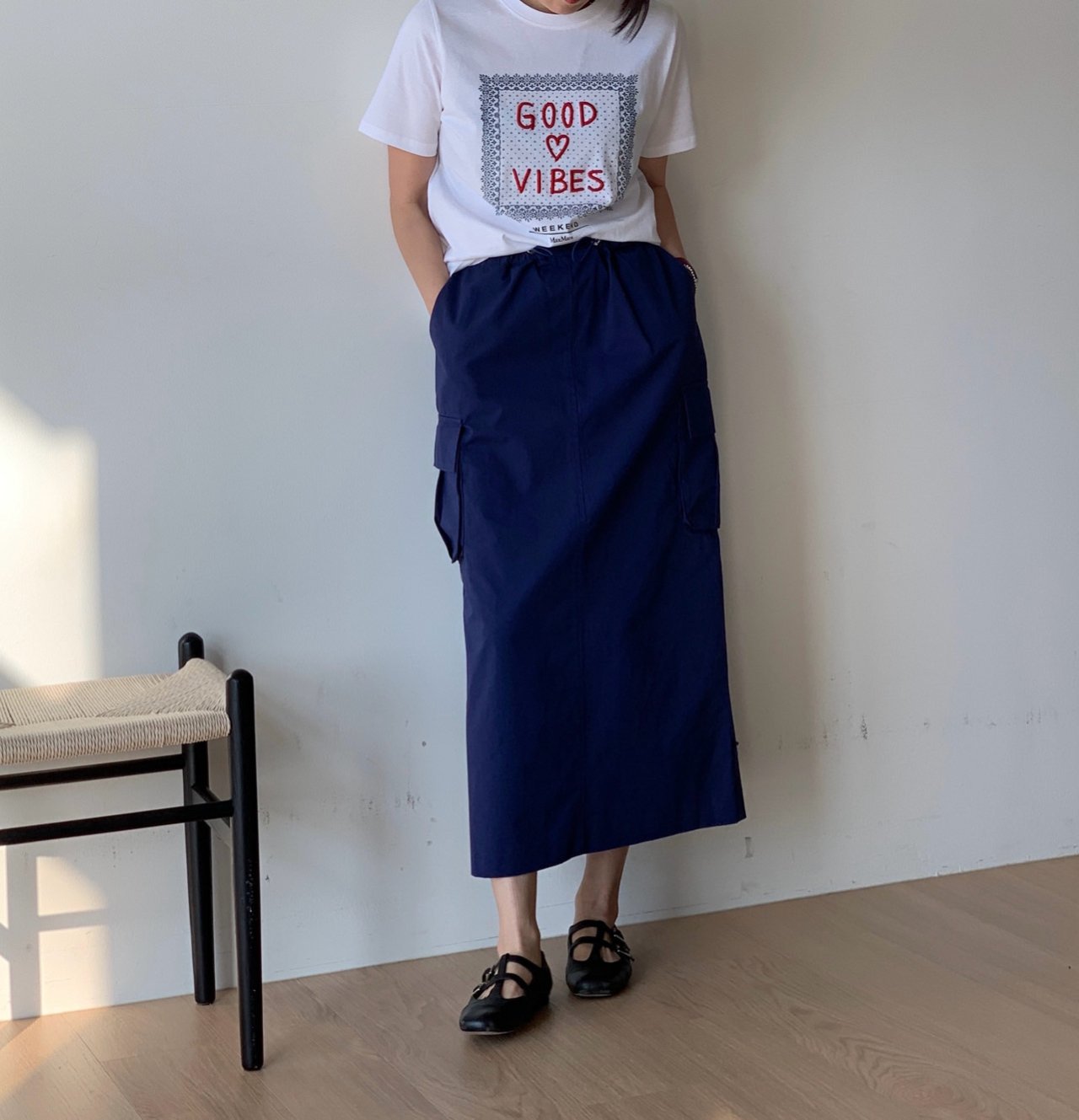 반다나 레터링 자수 반팔 티셔츠