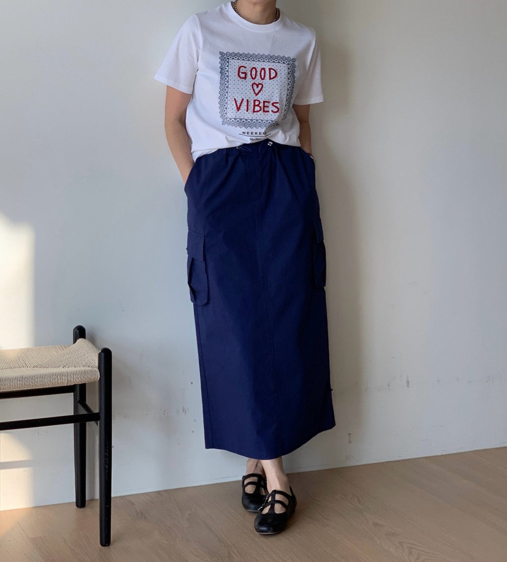 반다나 레터링 자수 반팔 티셔츠