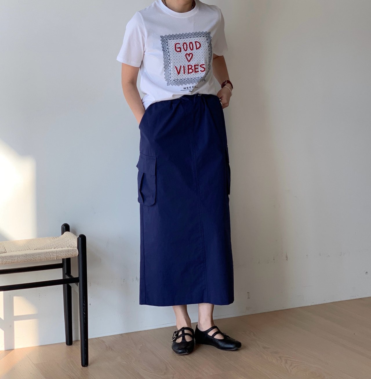 반다나 레터링 자수 반팔 티셔츠
