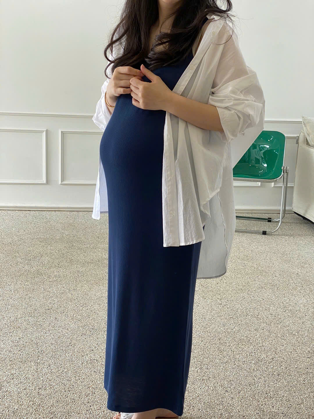 슬림 스트랩 롱 슬립 원피스
